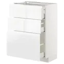 IKEA METOD МЕТОД / MAXIMERA МАКСИМЕРА, напольный шкаф с 3 ящиками, белый / Воксторп глянцевый / белый, 60x37 см 792.550.60 фото thumb №1