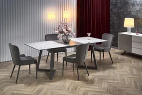 Обеденный стол раскладной HALMAR TIZIANO 160-210x90 см, столешница - светлый серый / темный серый, ножки - темный серый фото