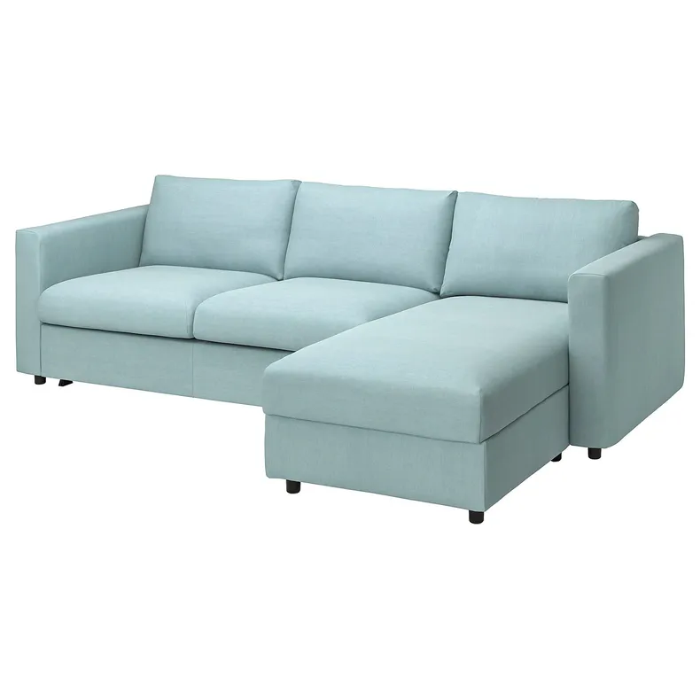 IKEA VIMLE ВИМЛЕ, 3-местный диван-кровать с козеткой, Саксемара светло-голубая 995.372.19 фото №2