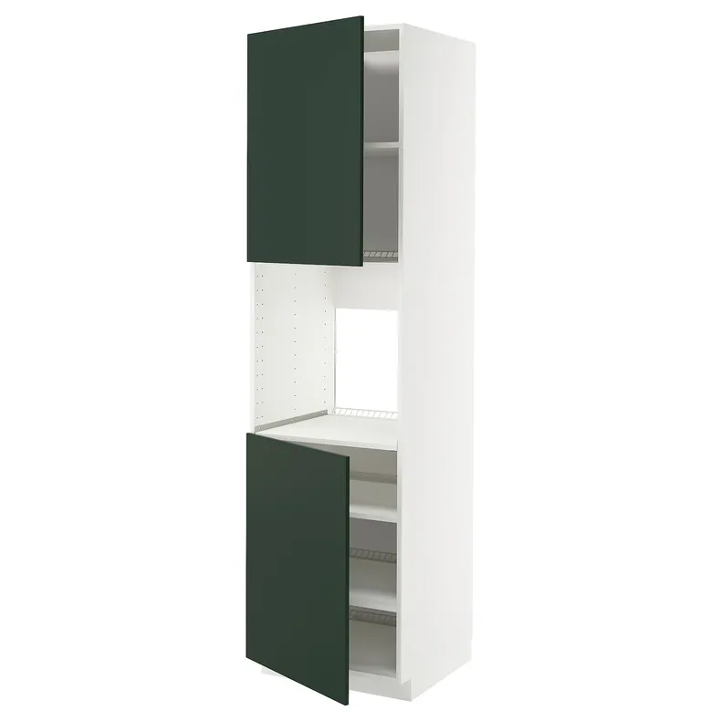 IKEA METOD МЕТОД, висока шафа для дух, 2 дверцят/пол, білий / Хавсторп темно-зелений, 60x60x220 см 495.576.05 фото №1
