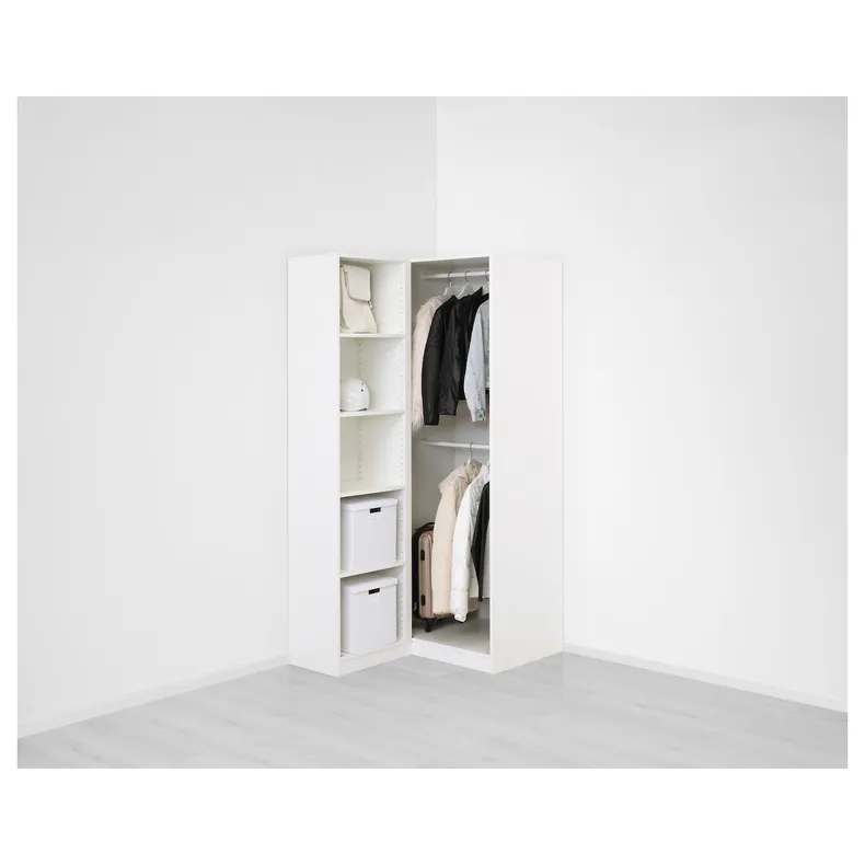 IKEA PAX ПАКС / FARDAL/ÅHEIM, кутовий гардероб, білий глянець/дзеркало, 110/88x201 см 793.361.51 фото №2