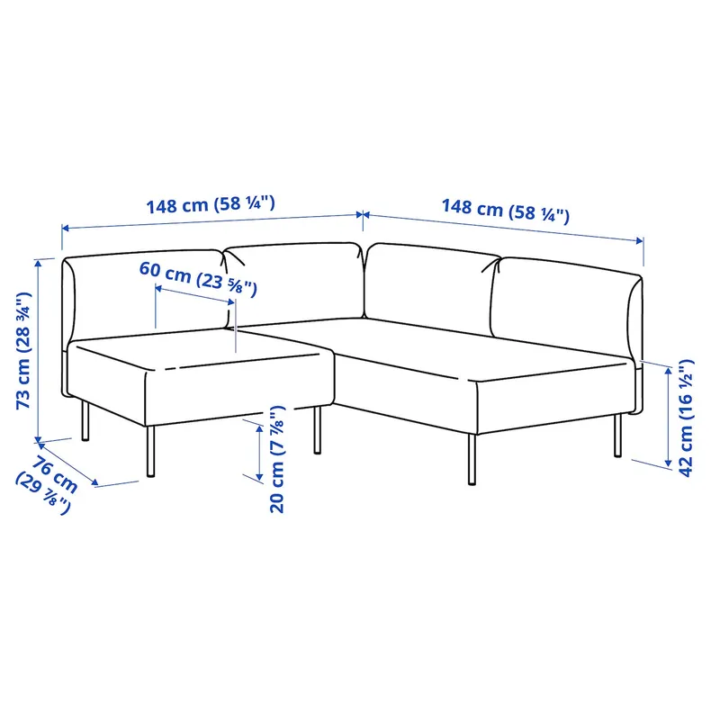 IKEA LILLEHEM ЛІЛЛЕХЕМ, модульний кутовий диван, 2-місний, ГУННАРЕД темно-сірий/деревина 495.363.02 фото №5