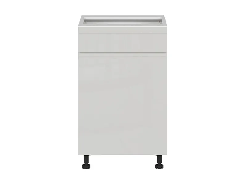BRW Кухонный цокольный шкаф Sole 50 см левый с ящиками светло-серый глянец, альпийский белый/светло-серый глянец FH_D1S_50/82_L/SMB-BAL/XRAL7047 фото №1