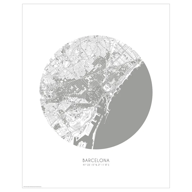 IKEA BILD БИЛЬД, постер, план города, Барселона, 40x50 см 105.816.06 фото №1