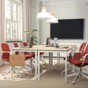 IKEA LÅNGFJÄLL ЛОНГФЬЕЛЛЬ, рабочий стул с подлокотниками, Окрашенный в красный / оранжевый / белый цвет 995.077.26 фото thumb №2