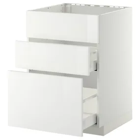 IKEA METOD МЕТОД / MAXIMERA МАКСИМЕРА, напольн шк п-мойку+3фрнт пнл / 2ящ, белый / Рингхульт белый, 60x60 см 790.279.83 фото