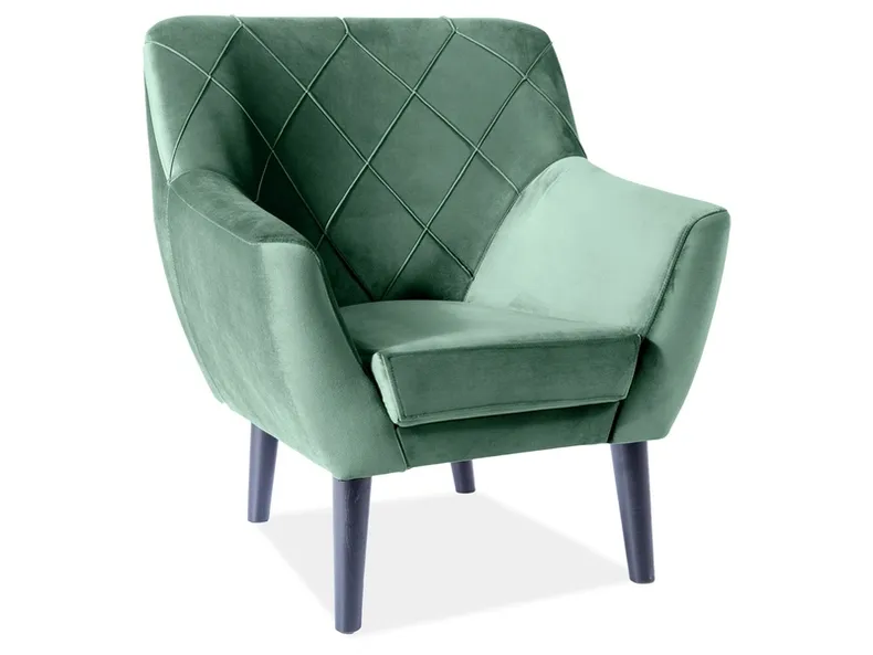 Кресло мягкое бархатное SIGNAL KIER 1 Velvet, Bluvel 78 - зеленый / венге фото №1