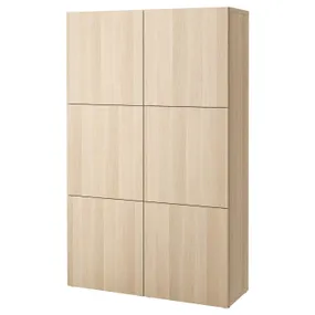 IKEA BESTÅ БЕСТО, комбинация для хранения с дверцами, Дуб беленый / Лапвикен дуб беленый, 120x42x193 см 990.715.07 фото