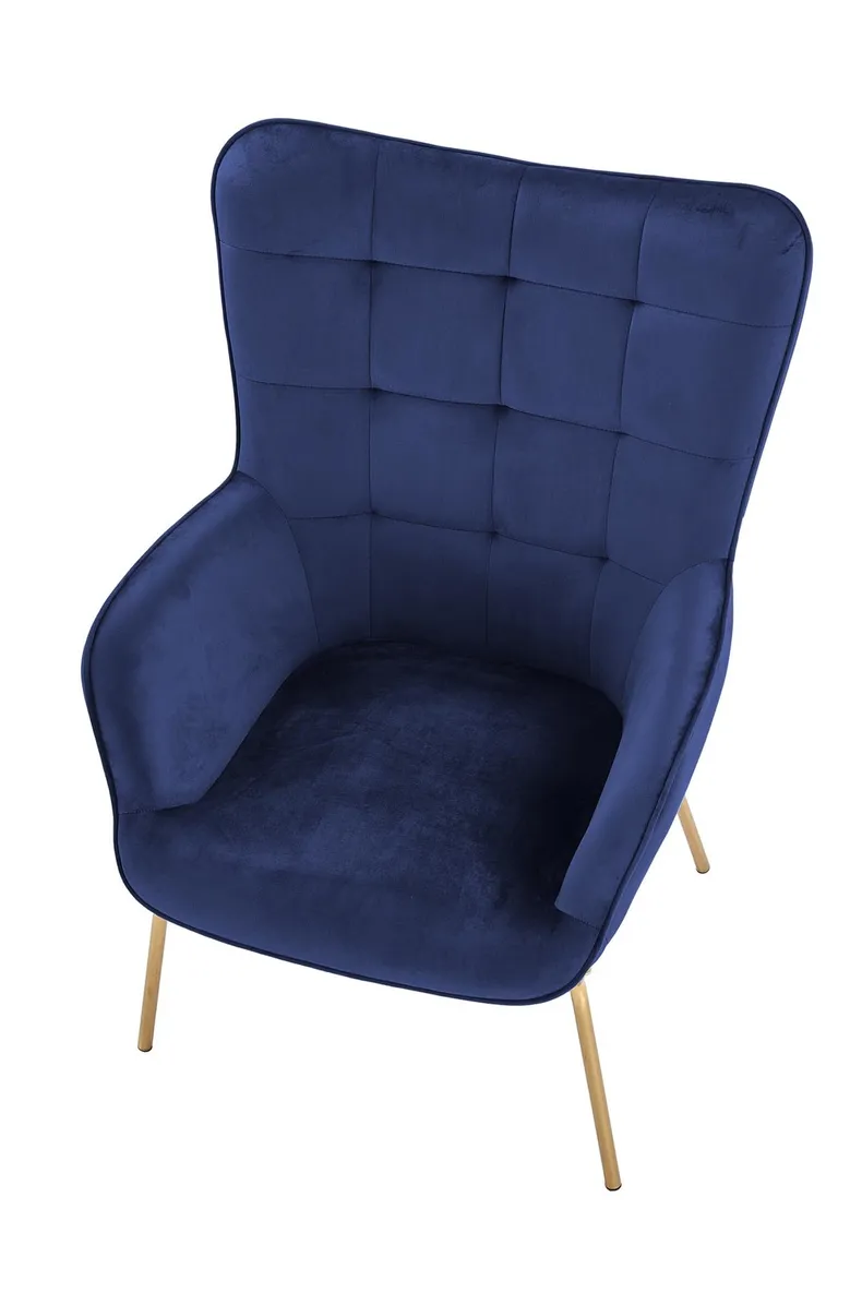 Крісло для дому HALMAR CASTEL 2 золотий/темно-синій фото №4