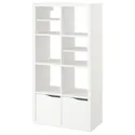 IKEA KALLAX КАЛЛАКС, стелаж, з 2 дверцятами з 2 вставками з полицею / хвилею білого кольору, 147x77 см 895.529.41 фото thumb №3