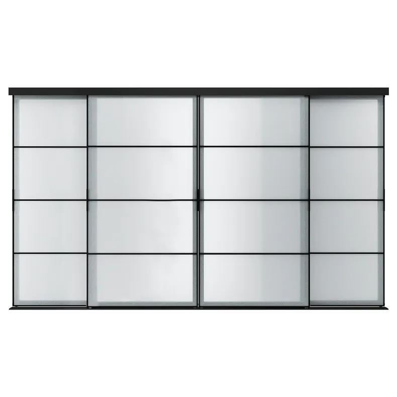 IKEA SKYTTA СКЮТТА / SVARTISDAL СВАРТІСДАЛЬ, комбінація розсувних дверцят, чорний / білий папір, 351x205 см 294.227.40 фото №1