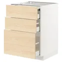 IKEA METOD МЕТОД / MAXIMERA МАКСИМЕРА, напольный шкаф с выдвиж панелью / 3ящ, белый / аскерсундский узор светлый ясень, 60x60 см 194.338.43 фото thumb №1