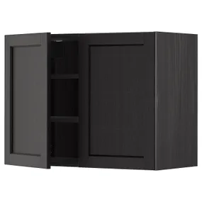 IKEA METOD МЕТОД, навесной шкаф с полками / 2дверцы, черный / Лерхиттан с черными пятнами, 80x60 см 694.664.40 фото
