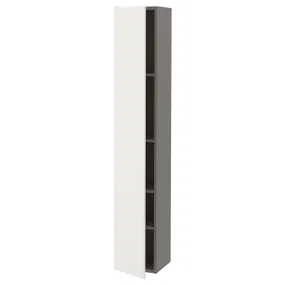 IKEA ENHET ЕНХЕТ, висока шафа 4 полички/дверцята, сірий/білий, 30x32x180 см 193.224.73 фото