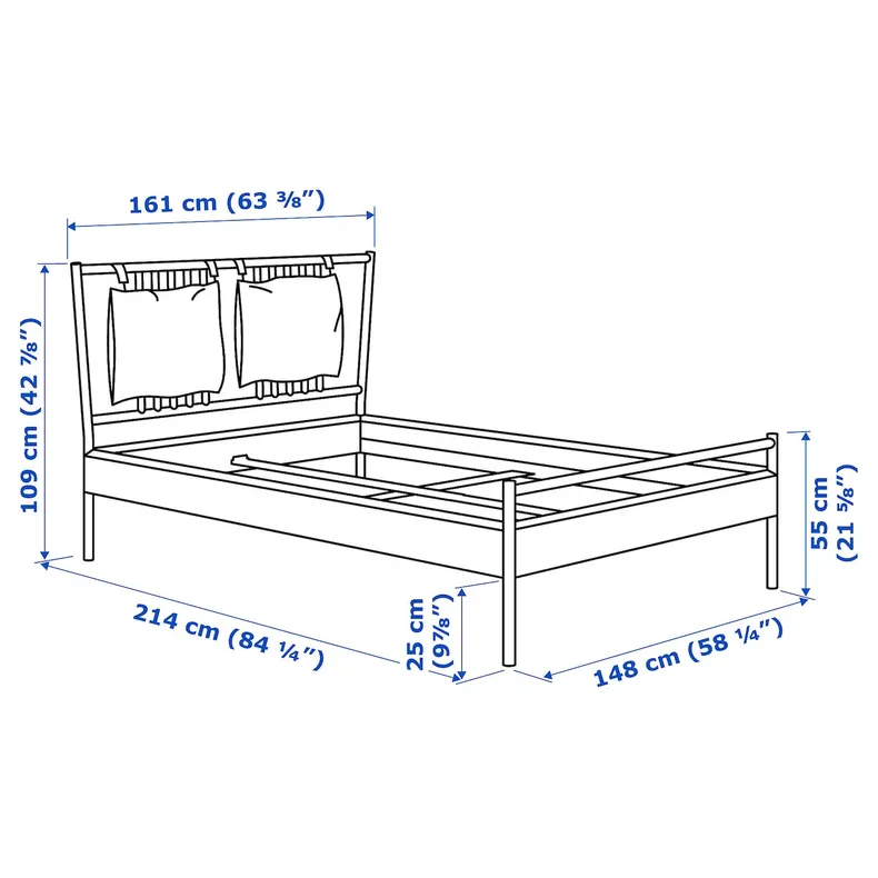 IKEA BJÖRKSNÄS БЬЙОРКСНЕС, каркас ліжка, береза / березовий шпон, 140x200 см 595.017.26 фото №8