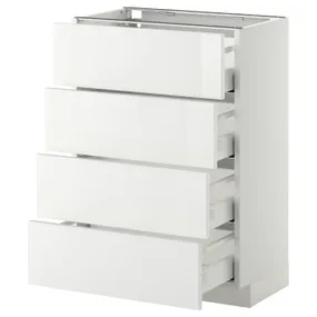 IKEA METOD МЕТОД / MAXIMERA МАКСИМЕРА, напольн шкаф 4 фронт панели / 4 ящика, белый / Рингхульт белый, 60x37 см 390.263.44 фото