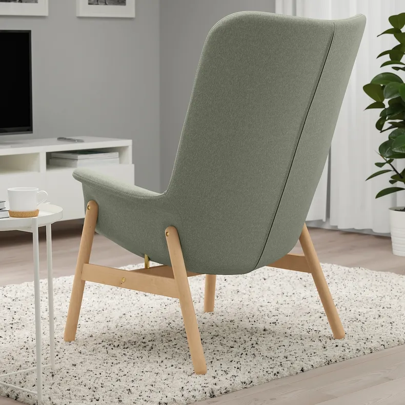 IKEA VEDBO ВЕДБУ, кресло c высокой спинкой, Окрашен в светло-зеленый цвет 305.522.26 фото №5