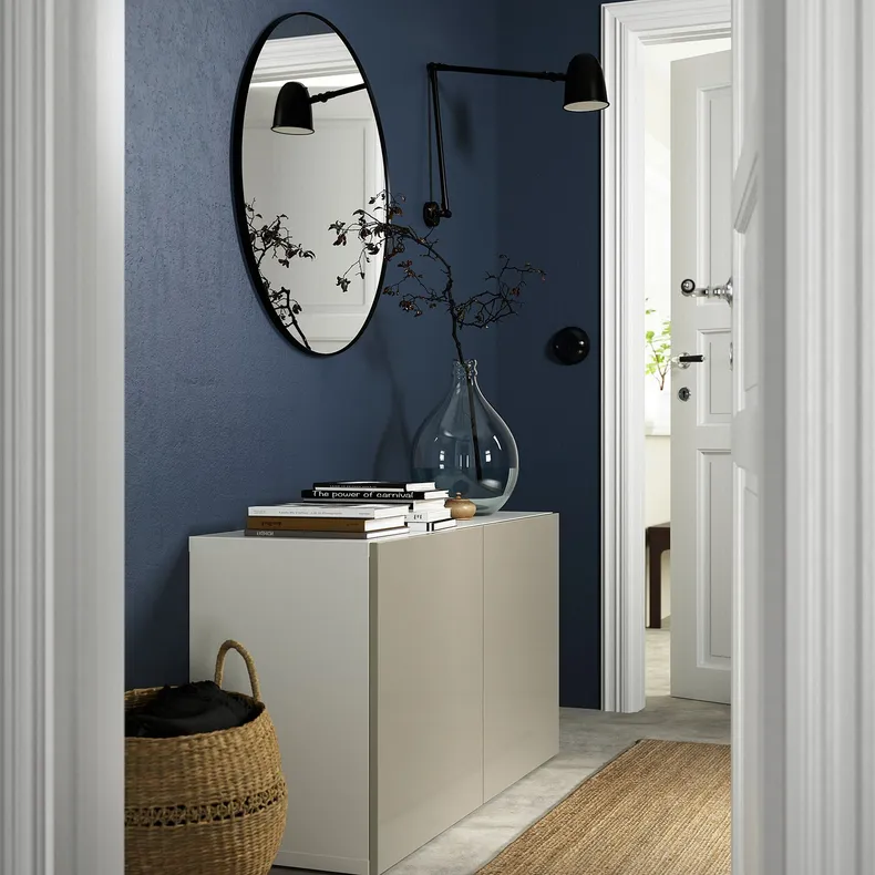 IKEA BESTÅ БЕСТО, комбинация для хранения с дверцами, белый / Сельсвикен бежевый глянцевый, 120x42x65 см 393.245.98 фото №3