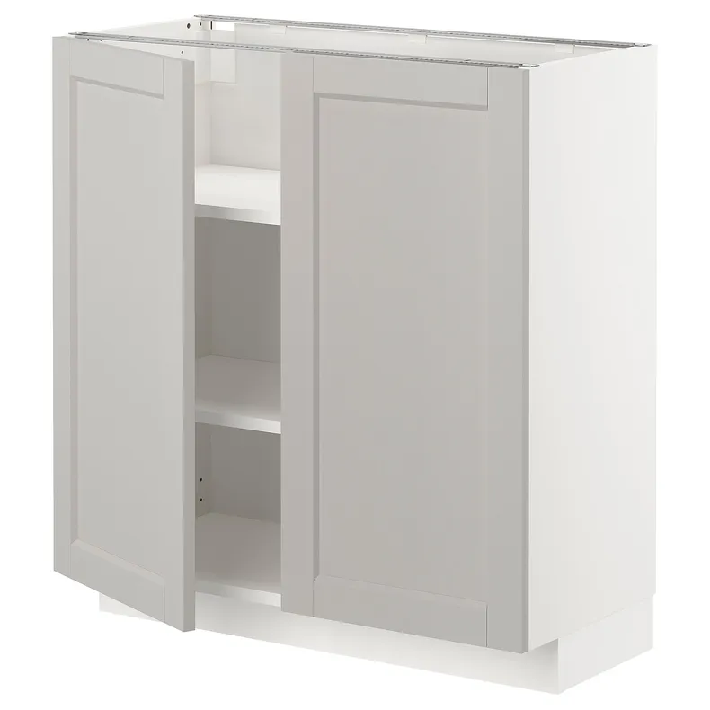 IKEA METOD МЕТОД, напольный шкаф с полками / 2дверцами, белый / светло-серый, 80x37 см 294.701.37 фото №1