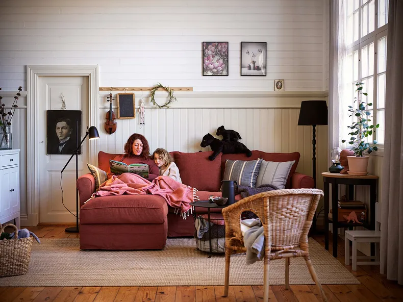 IKEA GRÖNLID ГРЕНЛІД, 3-місний диван із кушеткою, ЛЬЙУНГЕН світло-червоний 294.089.75 фото №5