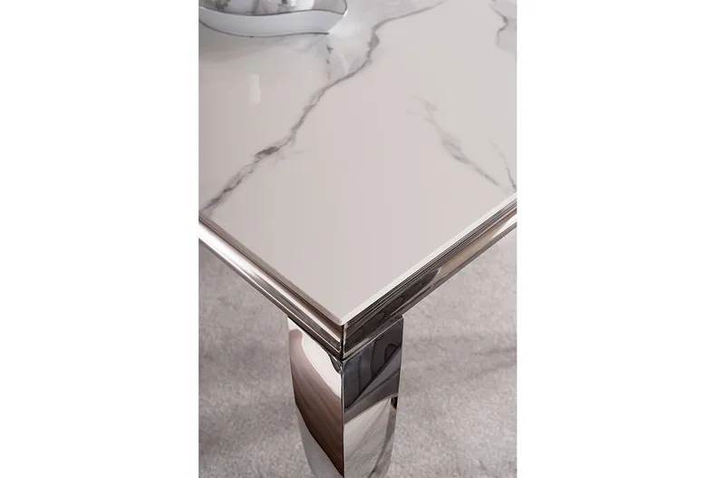 Журнальний стіл SIGNAL PRINCE C CERAMIC стільниця - білий мармур, CALACATTA ніжки - метал хром, 40x120 см фото №9