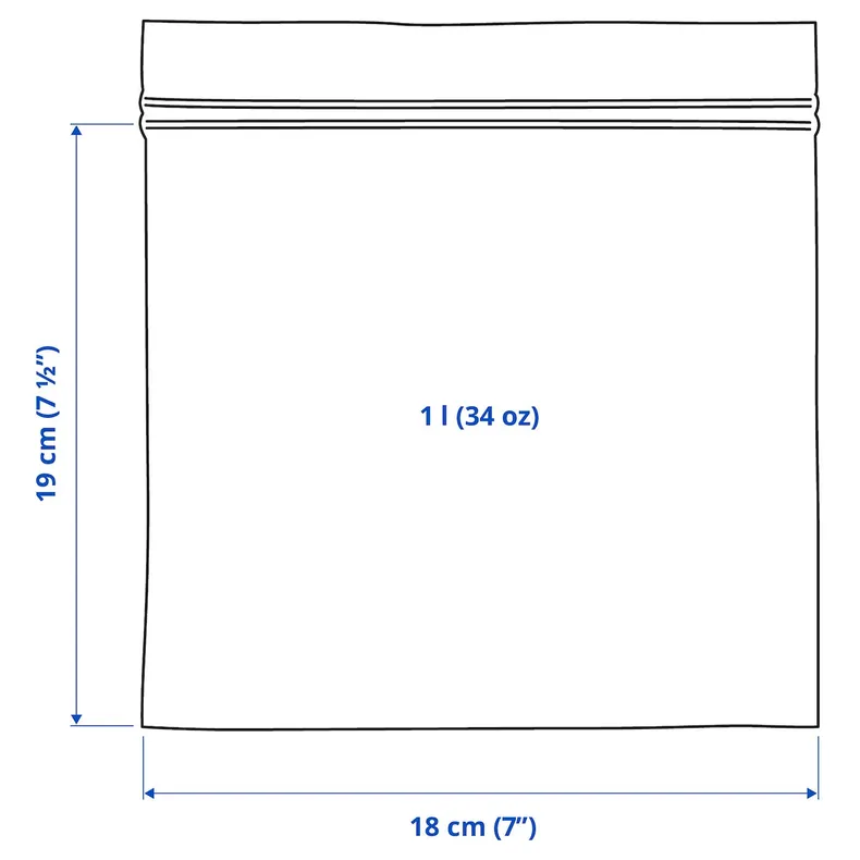 IKEA ISTAD ІСТАД, герметичний пакет, картатий/сіро-блакитний, 1 l 005.647.54 фото №5