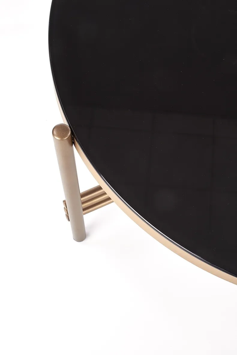 Журнальний стіл HALMAR ISMENA 80x80 см, каркас - золото, стільниця - чорний фото №7