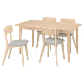 IKEA SKANSNÄS СКАНСНЭС / LISABO ЛИСАБО, стол и 4 стула, светлый бук/ясень/таллмира белый/черный, 150/205 см 295.615.71 фото