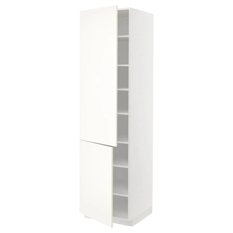 IKEA METOD МЕТОД, висока шафа із полицями / 2 дверцят, білий / ВАЛЛЬСТЕНА білий, 60x60x220 см 095.073.11 фото №1