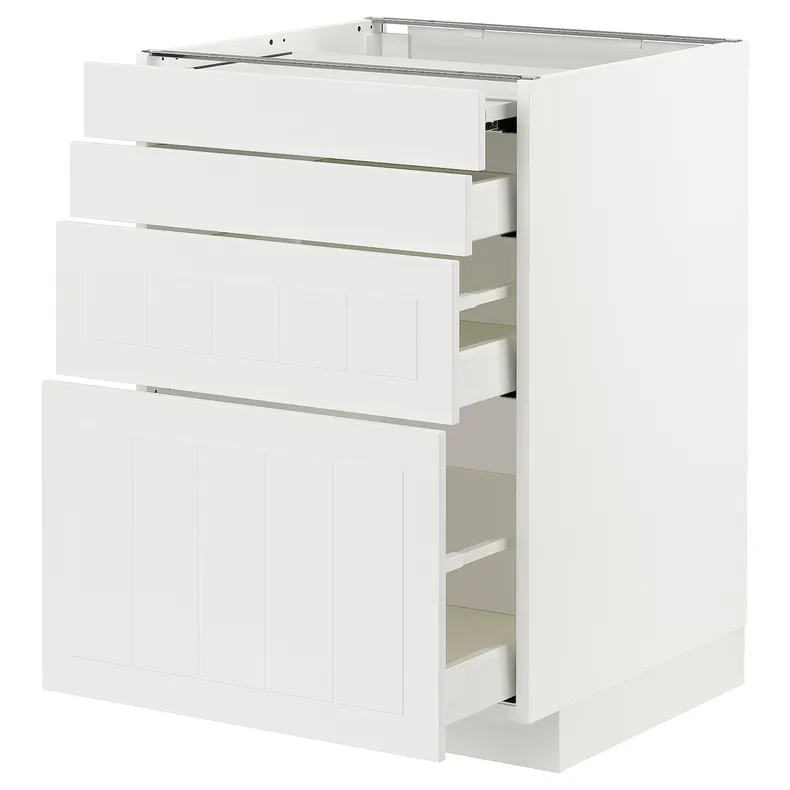 IKEA METOD МЕТОД / MAXIMERA МАКСИМЕРА, напольный шкаф с выдвиж панелью / 3ящ, белый / Стенсунд белый, 60x60 см 194.334.71 фото №1