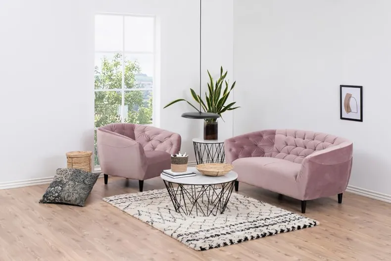 BRW Трехместный диван Ria 3 из стеганого велюра пудрово-розового цвета SO-RIA-3S--VIC_18 фото №4