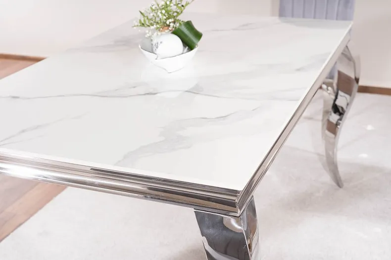 Стол обеденный SIGNAL PRINCE Ceramic, белый мрамор / хром 90x180 фото №10
