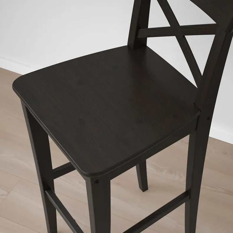 IKEA INGOLF ІНГОЛЬФ, барний стілець зі спинкою, коричневий і чорний, 74 см 902.485.15 фото №5