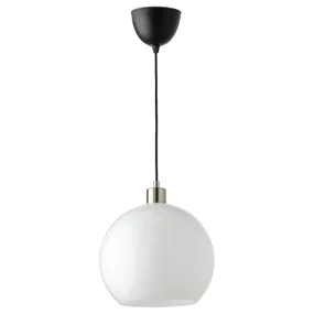 IKEA JÄRPLIDEN ЄРПЛІДЕН, підвісний світильник, біле скло / нікельоване, 30 см 204.996.06 фото