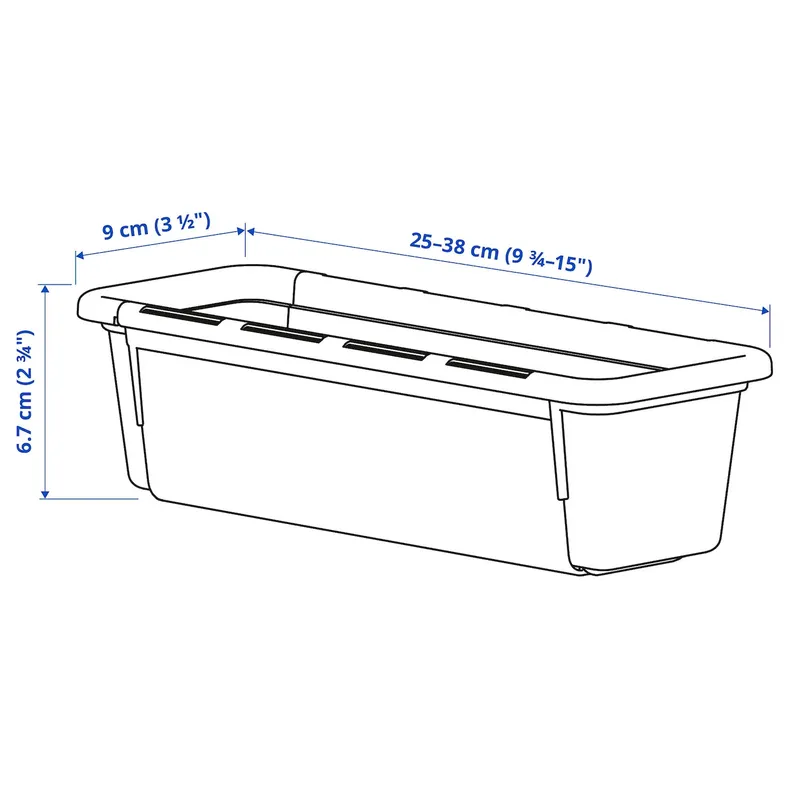 IKEA KACKLA, выдвижной контейнер, белый, 25-38x9 см 906.020.49 фото №7