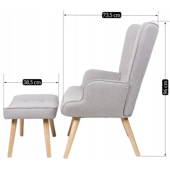 Крісло м'яке з підставкою для ніг MEBEL ELITE LOZANO 2 Velvet, тканина: сірий фото №13