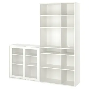 IKEA VIHALS ВІХАЛЬС, комбін д/зберіг зі склян дверцятами, біле/прозоре скло, 190x37x200 см 195.210.95 фото
