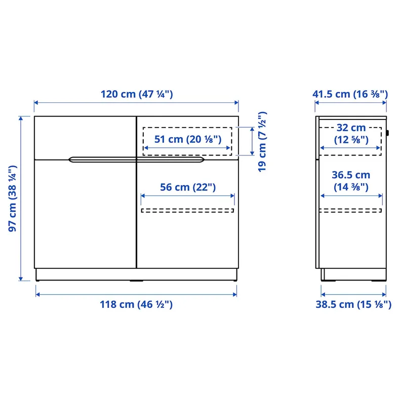 IKEA KLACKENÄS КЛАККЕНЭС, сервант, Дуб черный / дуб коричневый, 120x97 см 905.067.50 фото №7