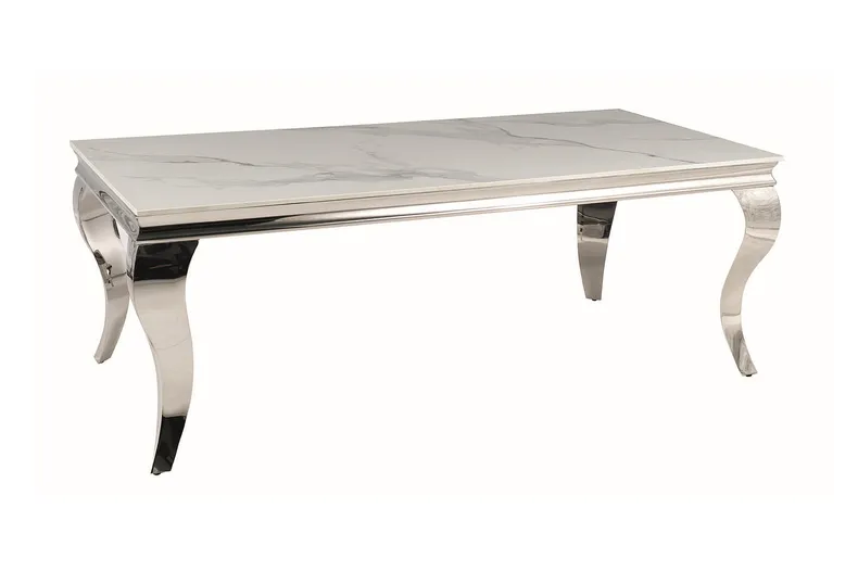 Журнальний стіл SIGNAL PRINCE C CERAMIC стільниця - білий мармур, CALACATTA ніжки - метал хром, 40x120 см фото №4