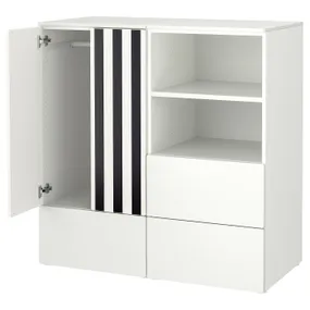 IKEA SMÅSTAD СМОСТАД / PLATSA ПЛАТСА, комбинация д / хранения, белый черный / белый / полосы с 3 выдвижными ящиками, 120x57x123 см 995.499.05 фото