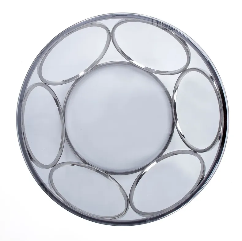 Журнальный столик HALMAR VENUS, 80/44 см, рама - серебро, стекло - дымчатое фото №3