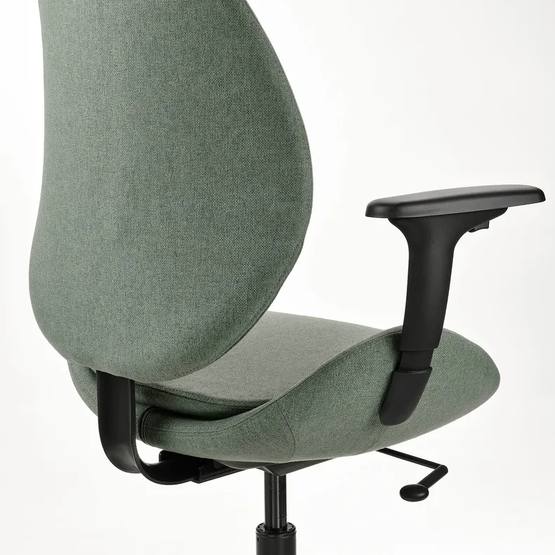 IKEA HATTEFJÄLL ХАТТЕФЬЕЛЛЬ, рабочий стул с подлокотниками, Окрашенный в зеленый / черный цвет 505.389.70 фото №5