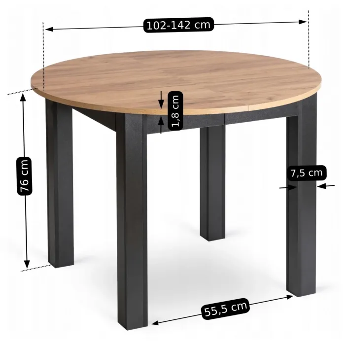 MEBEL ELITE Комплект HARRY стол 102-142 см Craft дуб/черный и 6 стульев PERU 2 черный фото №15