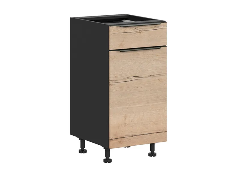BRW Sole L6 40 см левый кухонный шкаф с ящиком дуб галифакс натуральный, Черный/дуб галифакс натур FM_D1S_40/82_L/SMB-CA/DHN фото №2