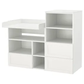 IKEA SMÅSTAD СМОСТАД / PLATSA ПЛАТСА, пеленальный стол, Белая рама / книжный шкаф, 150x79x123 см 494.839.78 фото