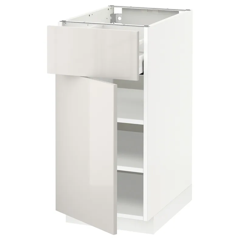 IKEA METOD МЕТОД / MAXIMERA МАКСИМЕРА, напольный шкаф с ящиком / дверцей, белый / светло-серый, 40x60 см 194.572.16 фото №1