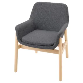 IKEA VEDBO ВЕДБУ, стілець із підлокітниками, береза / Gunnared середньо-сірий 104.180.12 фото