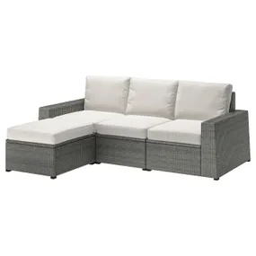 IKEA SOLLERÖN СОЛЛЕРЕН, 3-місний модульний диван для вулиці, з підставкою для ніг темно-сірий / Фрессон / Дувхольмен бежевий, 223x144x88 см 392.878.26 фото