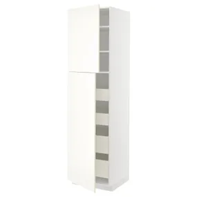IKEA METOD МЕТОД / MAXIMERA МАКСИМЕРА, высокий шкаф / 2дверцы / 4ящика, белый / Вальстена белый, 60x60x220 см 095.074.34 фото
