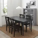 IKEA INGATORP ІНГАТОРП / INGOLF ІНГОЛЬФ, стіл+4 стільці, чорний / коричнево-чорний, 155 / 215 см 192.971.57 фото thumb №2